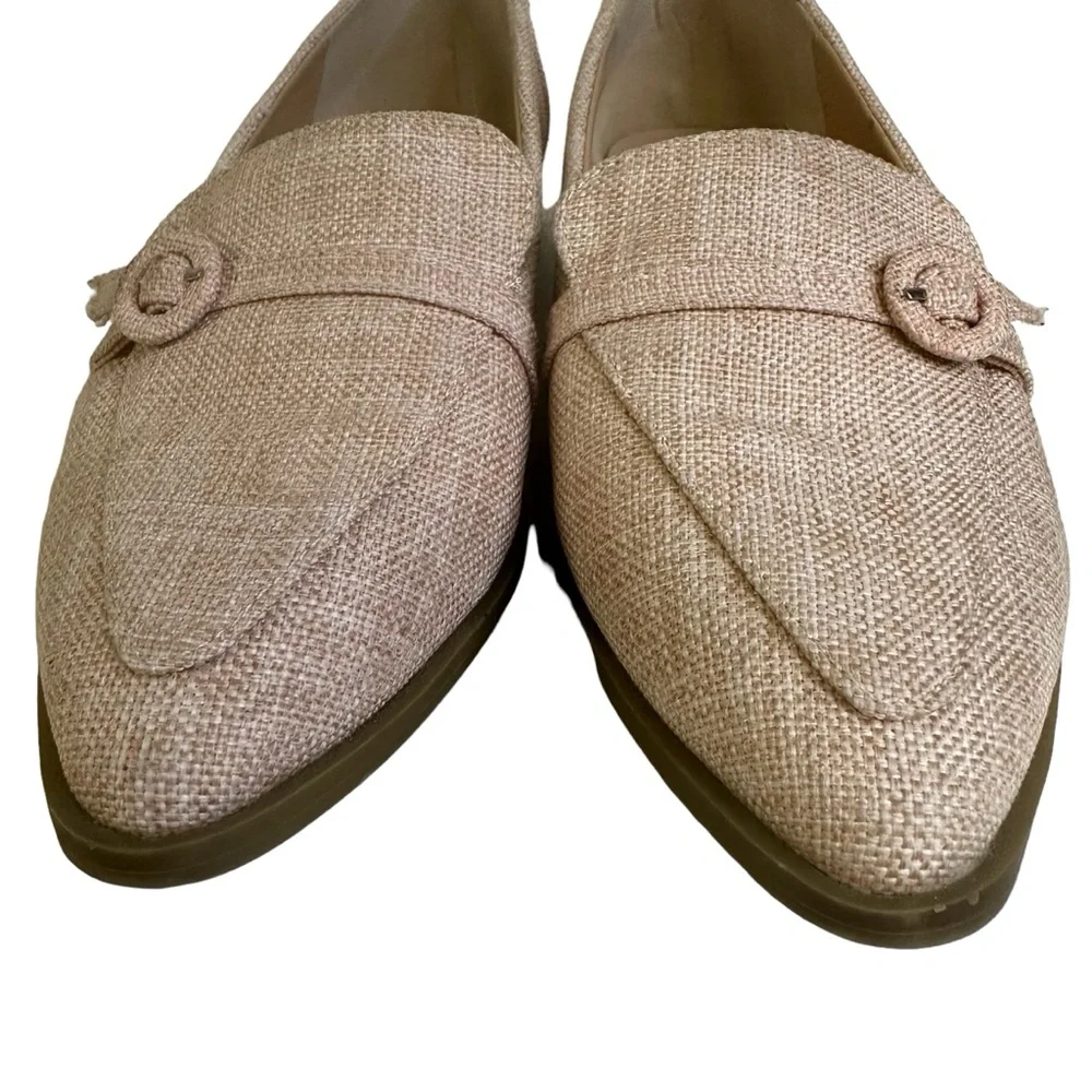 Tinstree Pale Pink Tweed Pointed Toe Slip On Flats Buckle Loafer Shoes Womens 8